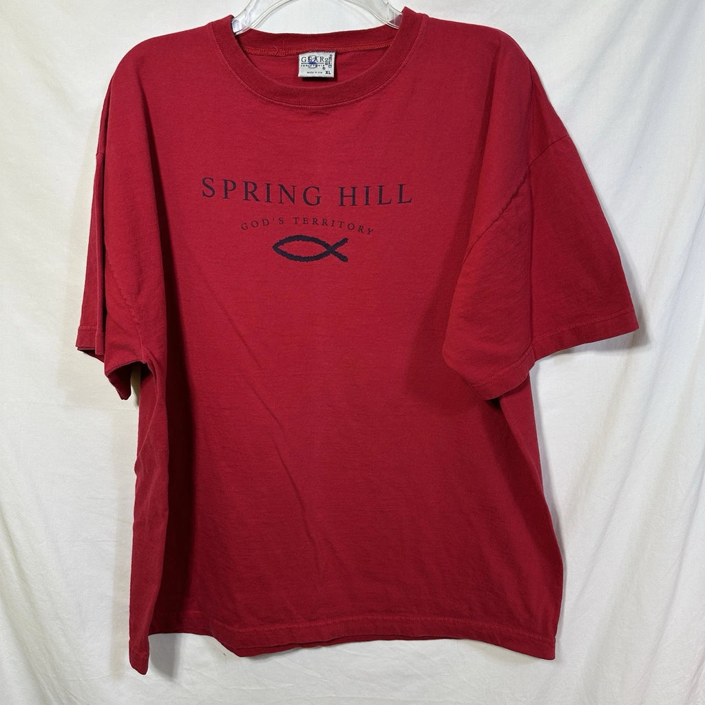 Vintage Spring Hill God's Territory Jesus Fish XL USA Made T-Shirt College Tee