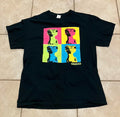 Gieco Gecko Andy Warhol Pop Art Graphic Tee T-shirt Sz L Black Retro Promo Y2K