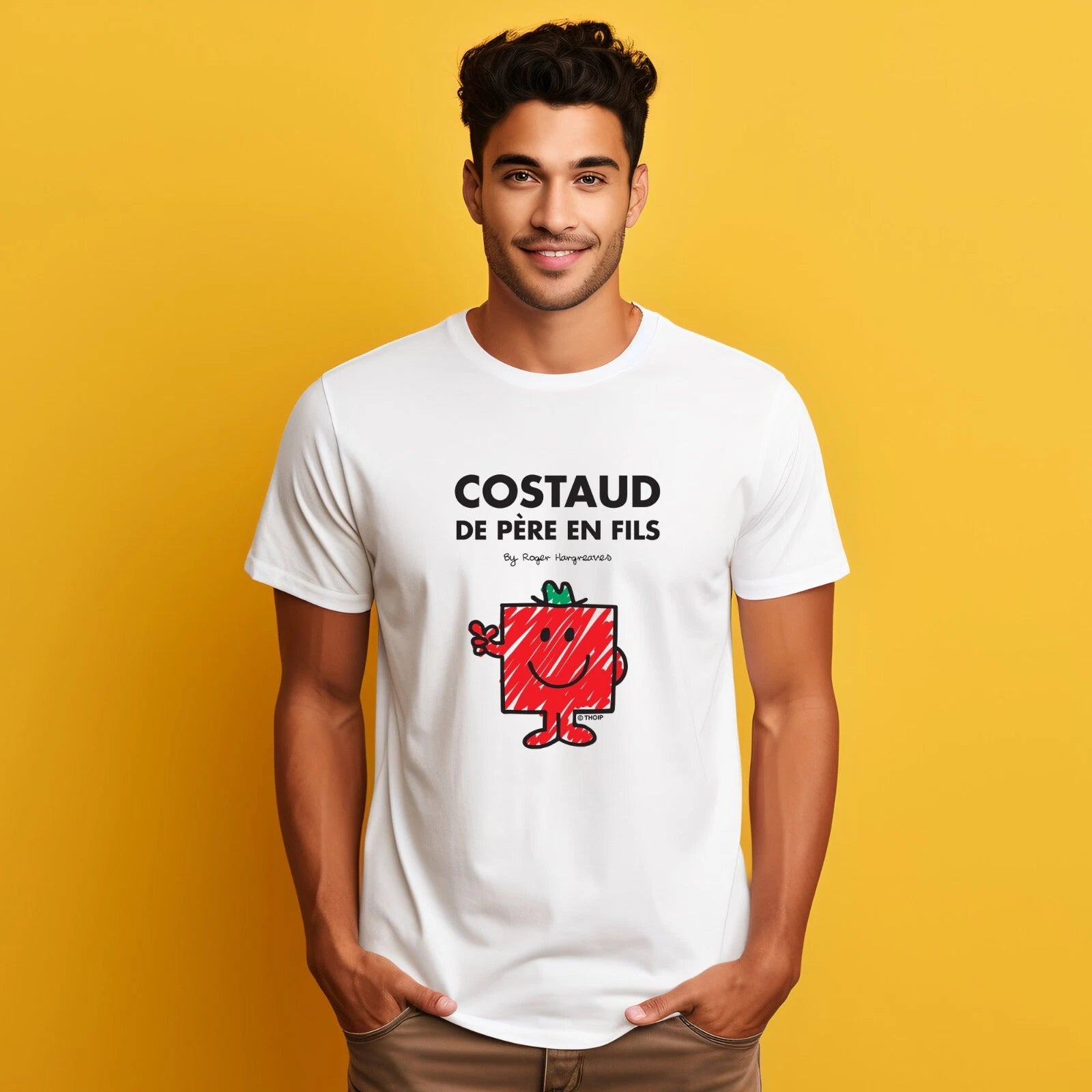 Men's Short Sleeve T-Shirt White, COSTAUD DE PÈRE EN FILS