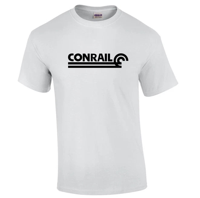 Black Conrail Logo on White T-shirt Defunct Railroad Train Company 80s Shirt