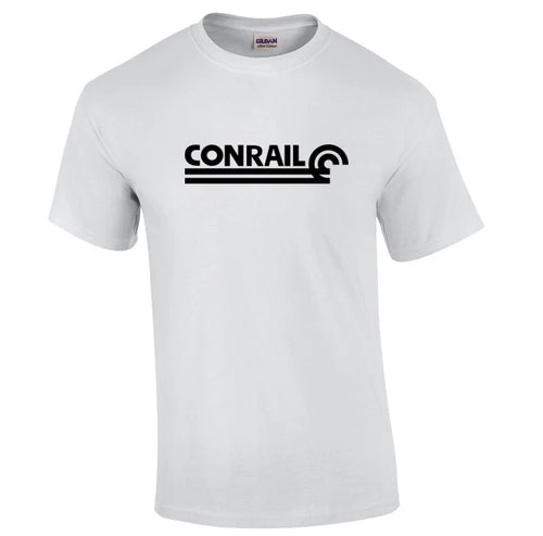 Black Conrail Logo on White T-shirt Defunct Railroad Train Company 80s Shirt