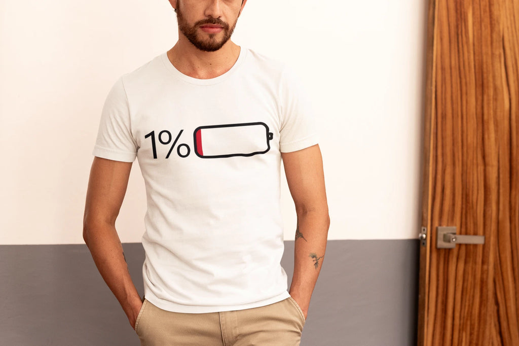 Funny Low Energy Graphic Tee – Minimalist Humor Shirt for Men Women – Low Power