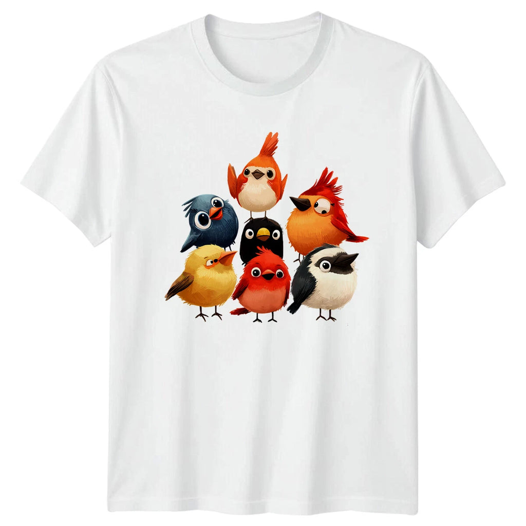 Cute Cartoon Birds Animals Mens T Shirt Womens Tee Graphic Unisex Top