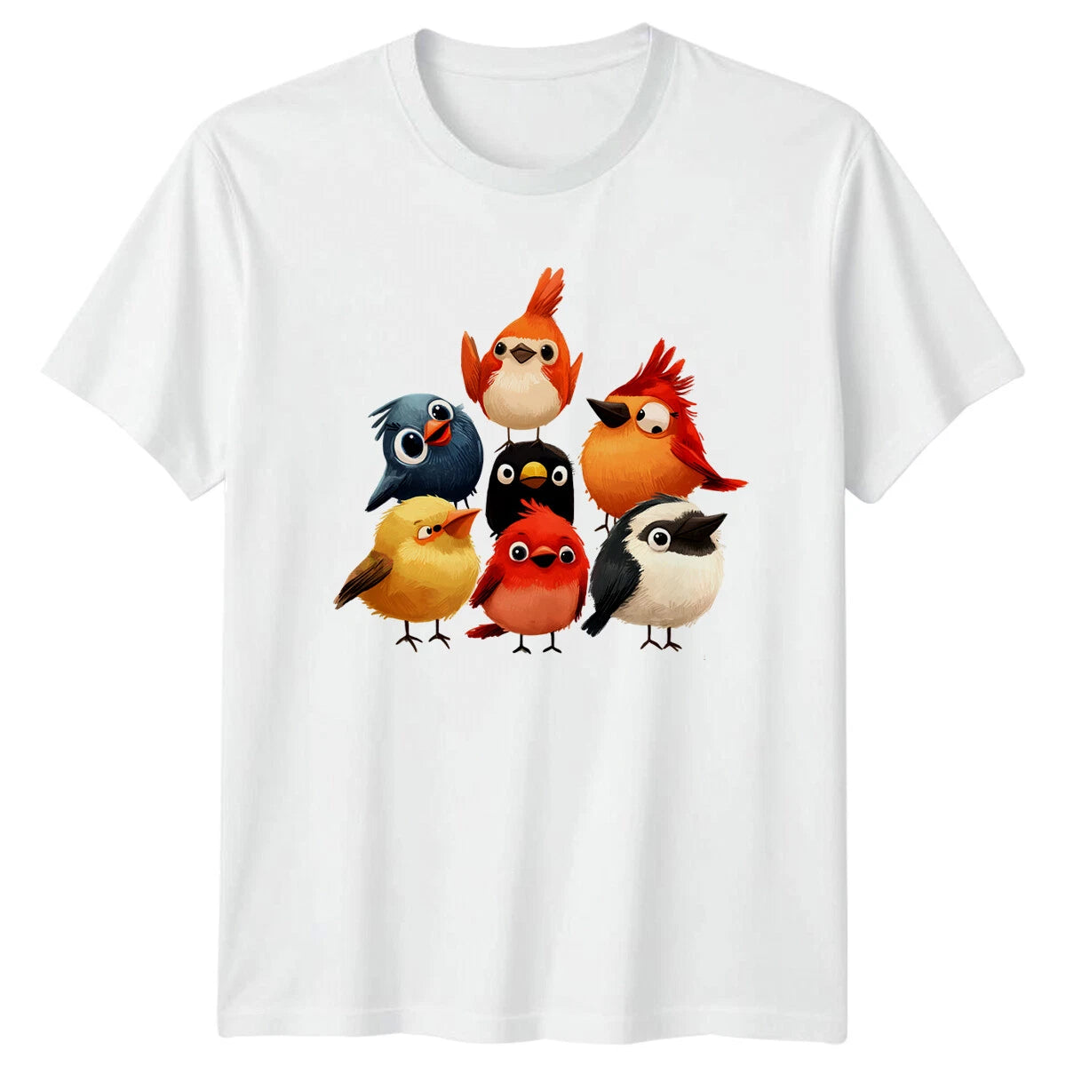 Cute Cartoon Birds Animals Mens T Shirt Womens Tee Graphic Unisex Top