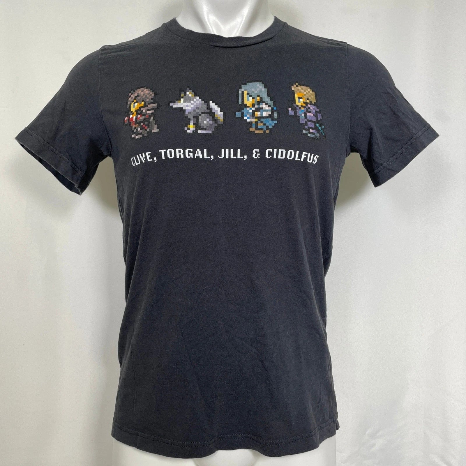Final Fantasy XVI Pixel Art Clive Torgal Jill Cidolfus Black T-Shirt Mens MEDIUM