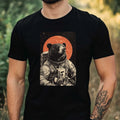 Mens Black Bear Astronaut Print Cotton T-Shirt Size XS to 5XL