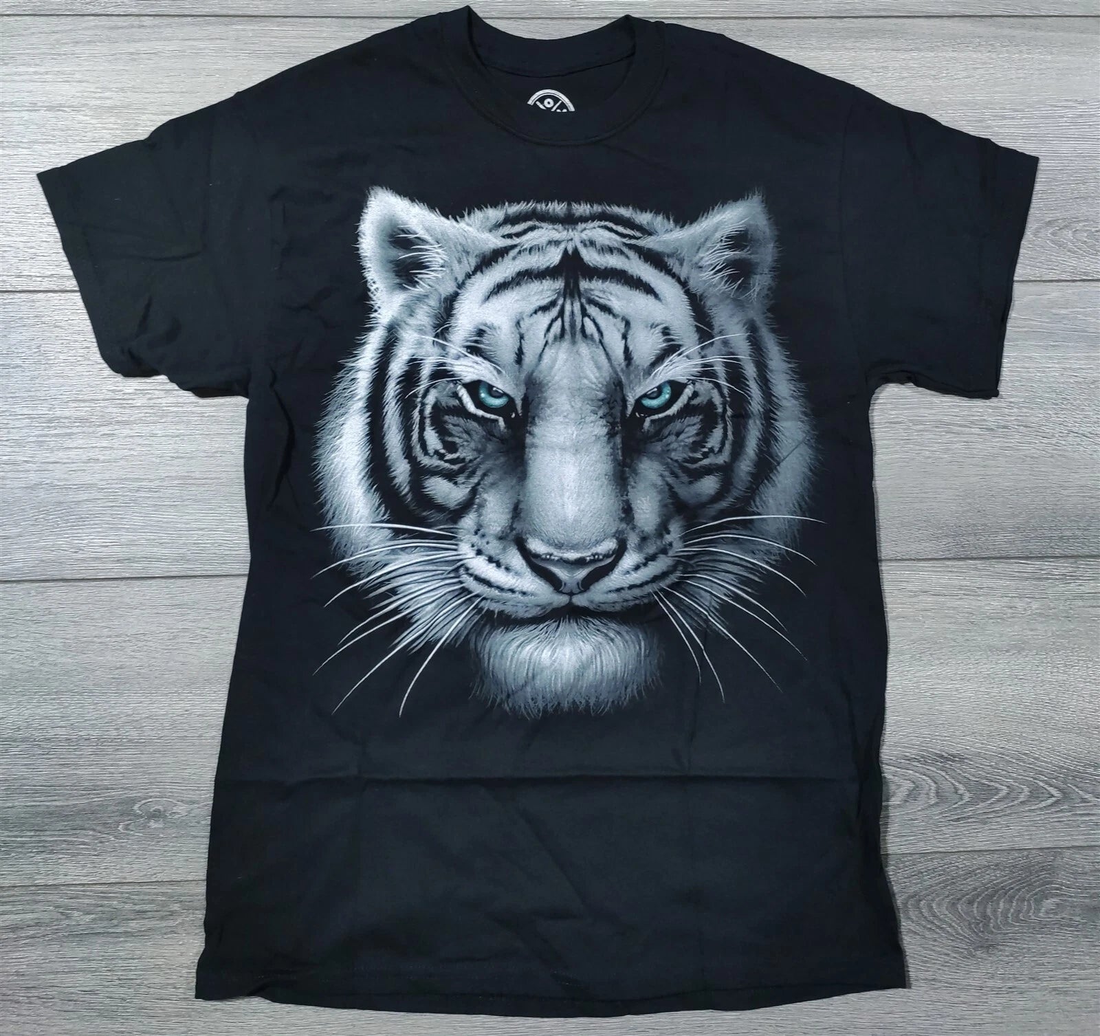 Tiger Shirt Adult Large Black Unique Art Style White Tiger Mens