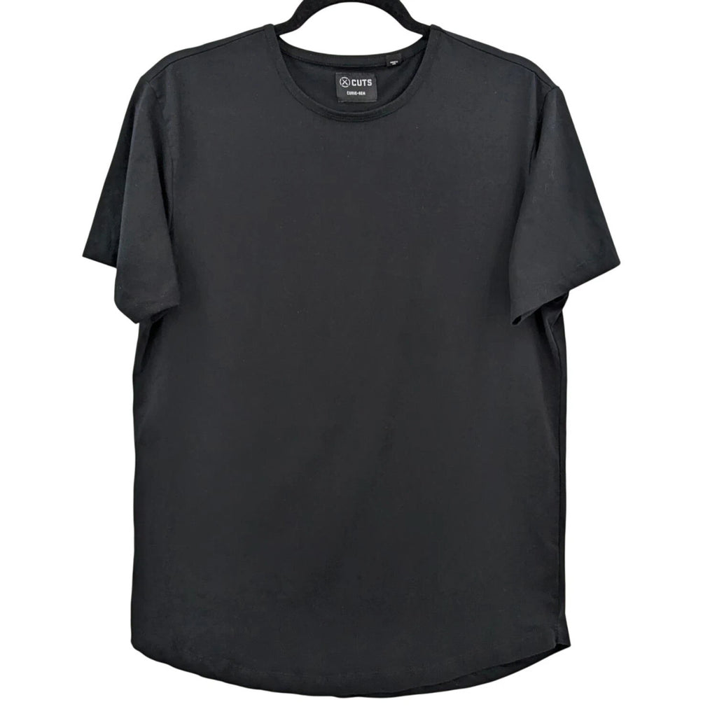 Cuts Black Curve Hem Performance T Shirt Men Size L Minimalist Athleisure Modern