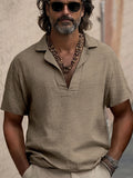Mens Short Sleeve Henley Shirt Casual Slim Shirts V-neck Tops Blouse