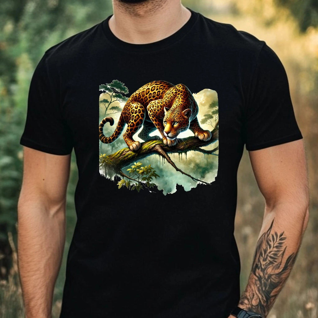 Mens Big Cat Print Cotton T-Shirt Size XS to 5XL