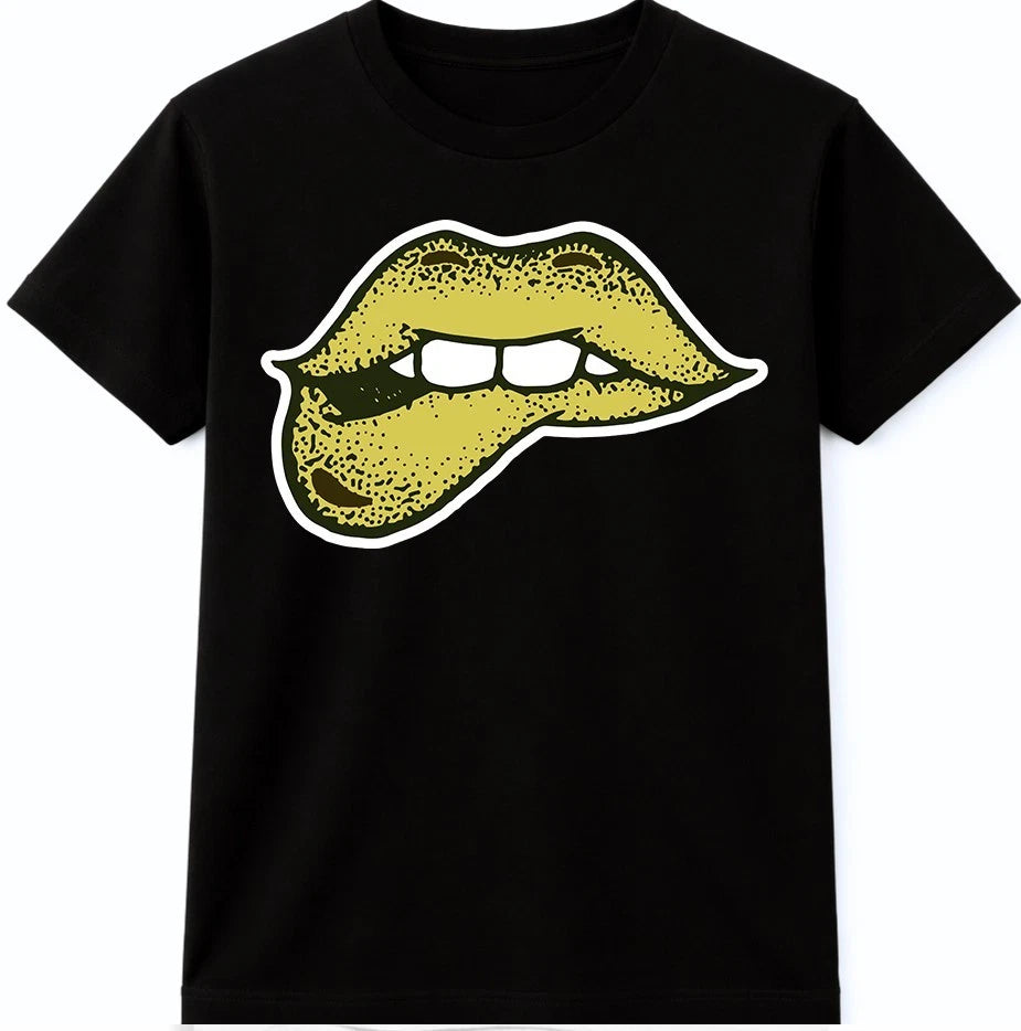 Lips Bite T Shirt Retro Pop Art Graphic Tee Vintage Comic Style Mouth Design