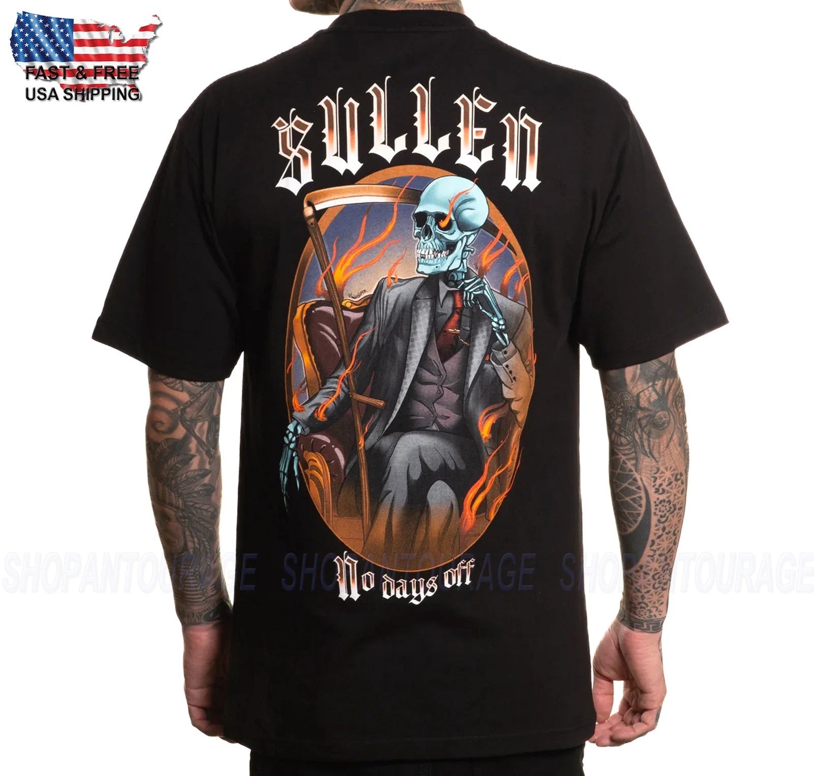 Sullen Art Collective No Day Off Standard SCM5889 New Short Sleeve Men`s T-shirt