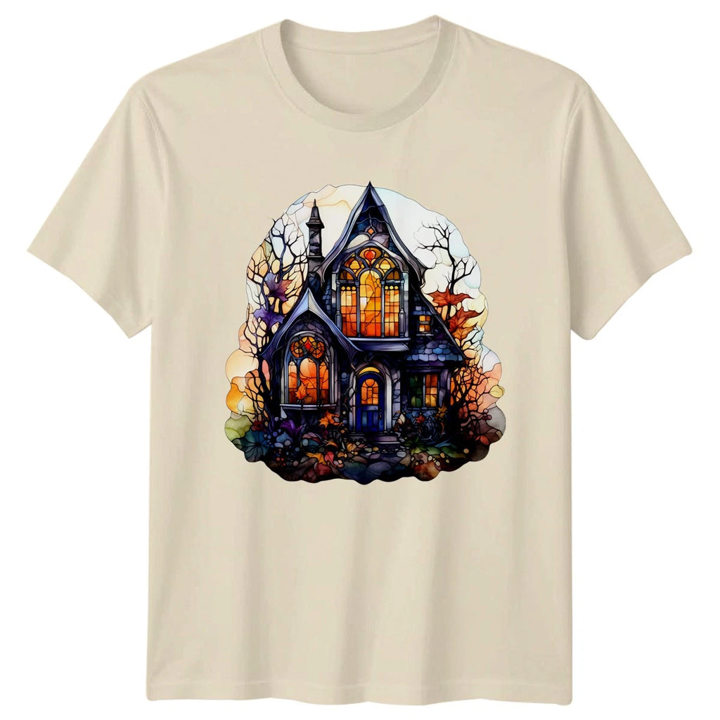 Haunted House Stained Glass T-Shirt Halloween Gift For Him And Her