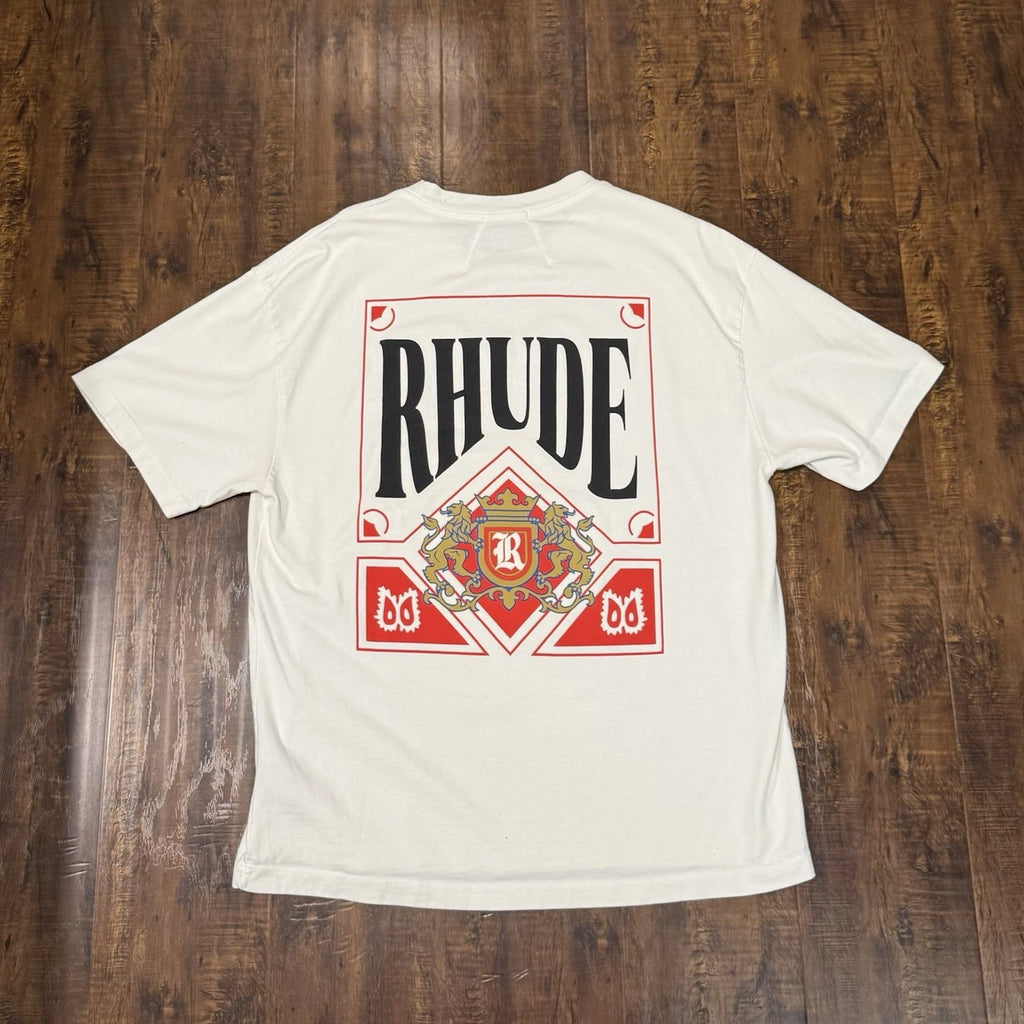 RHUDE Card Poker Shirt Tee T-Shirt Size Small Vintage White