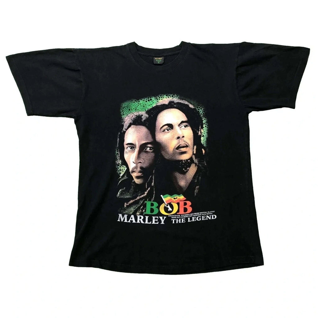 Vintage Bob Marley Redemption Song T Shirt Mens XL Black The Legend Y2K Band Tee