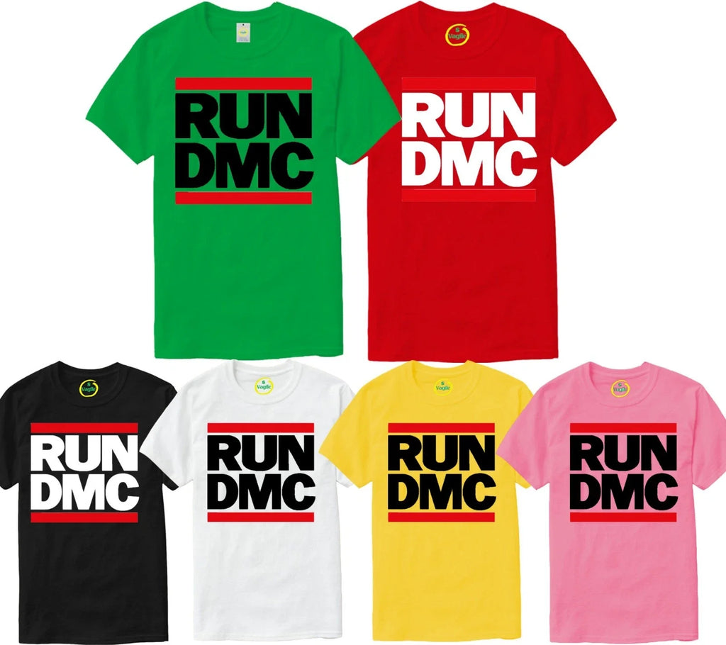 Men's RUN DMC Print Short Sleeve New Round Neck Soft T Shirt 100% Cotton Top Tee