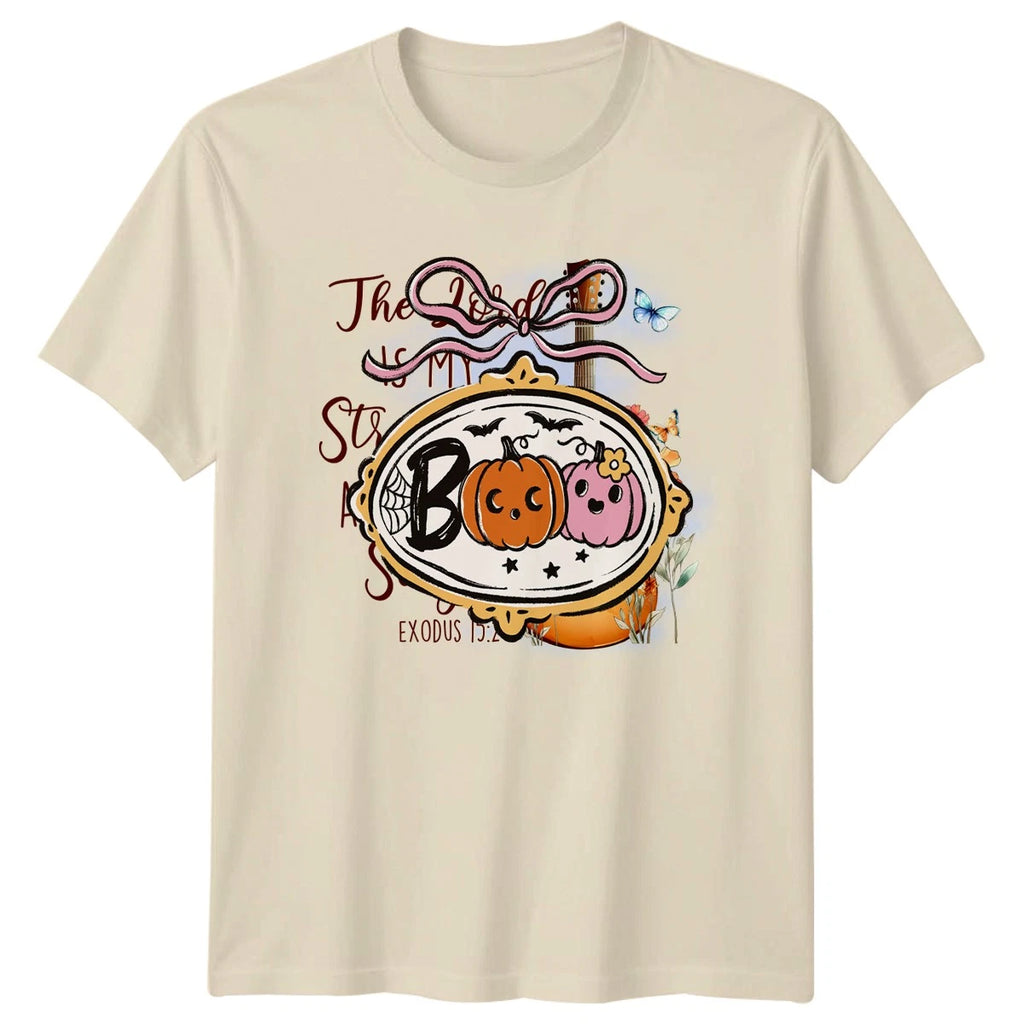 Boo Womens T-Shirt Cute Pumpkin Bats Halloween Halloween Gift For Her