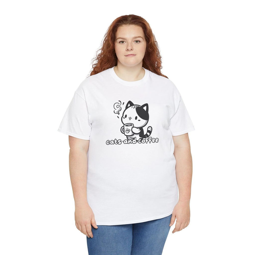 cats and cofee Yourself Unisex Tee - White Coffee Lover Shirt