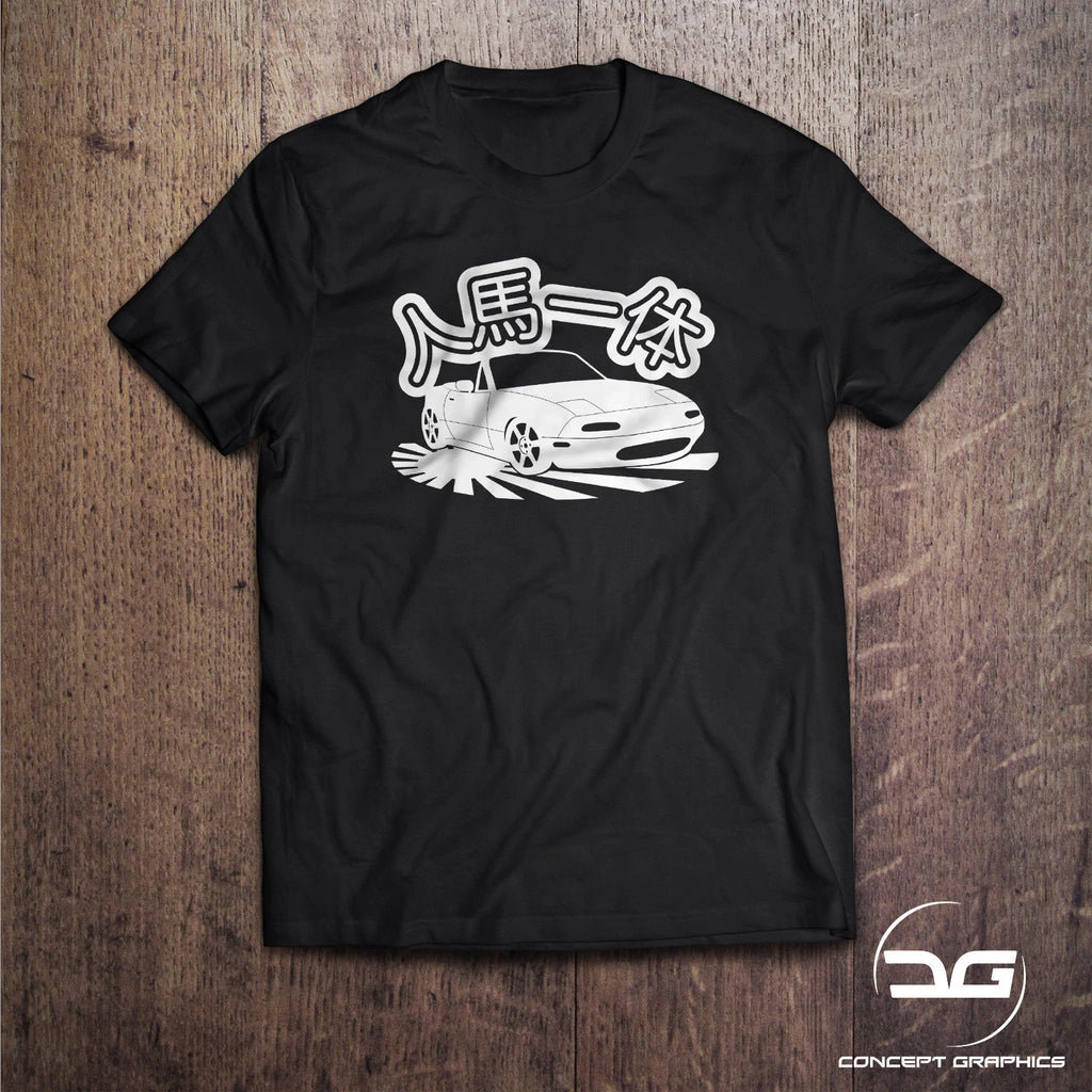 Funny Horse & Rider Kanji Mazda MX5 Miata Drift Car JDM Rising Sun Black T-Shirt