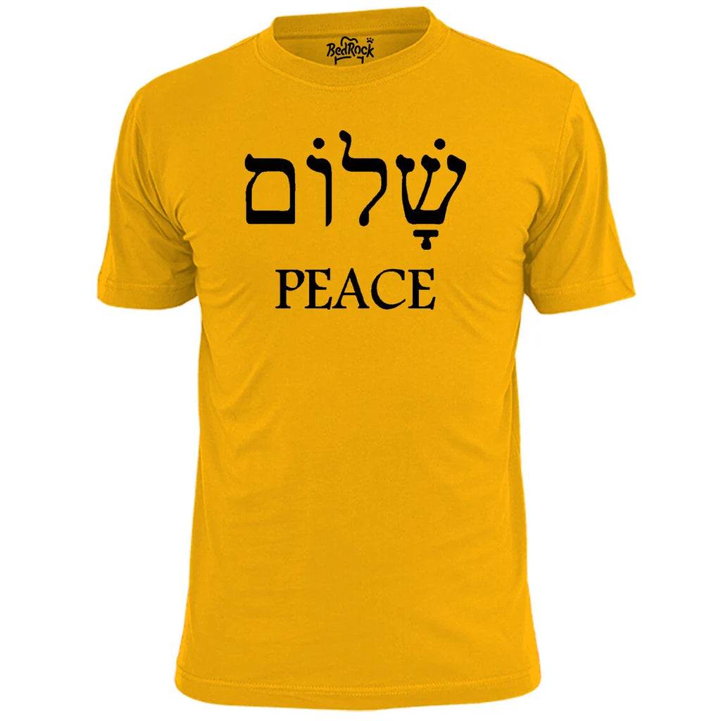 Mens Hebrew Peace T Shirt Israel Shalom