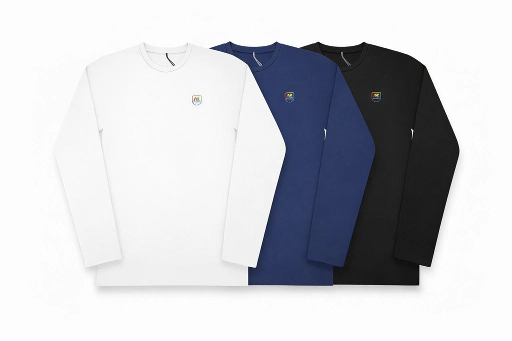 Mens Long Full sleeve T shirt plain cotton crew round neck  regular fit tee top