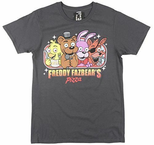 Five Nights at Freddy's Freddy Fazbear's Pizza Charcoal T-Shirt NWT XL, 2XL