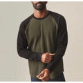 NWOT American Giant Mens L French Rib Raglan Colorblock Crewneck Pullover Green