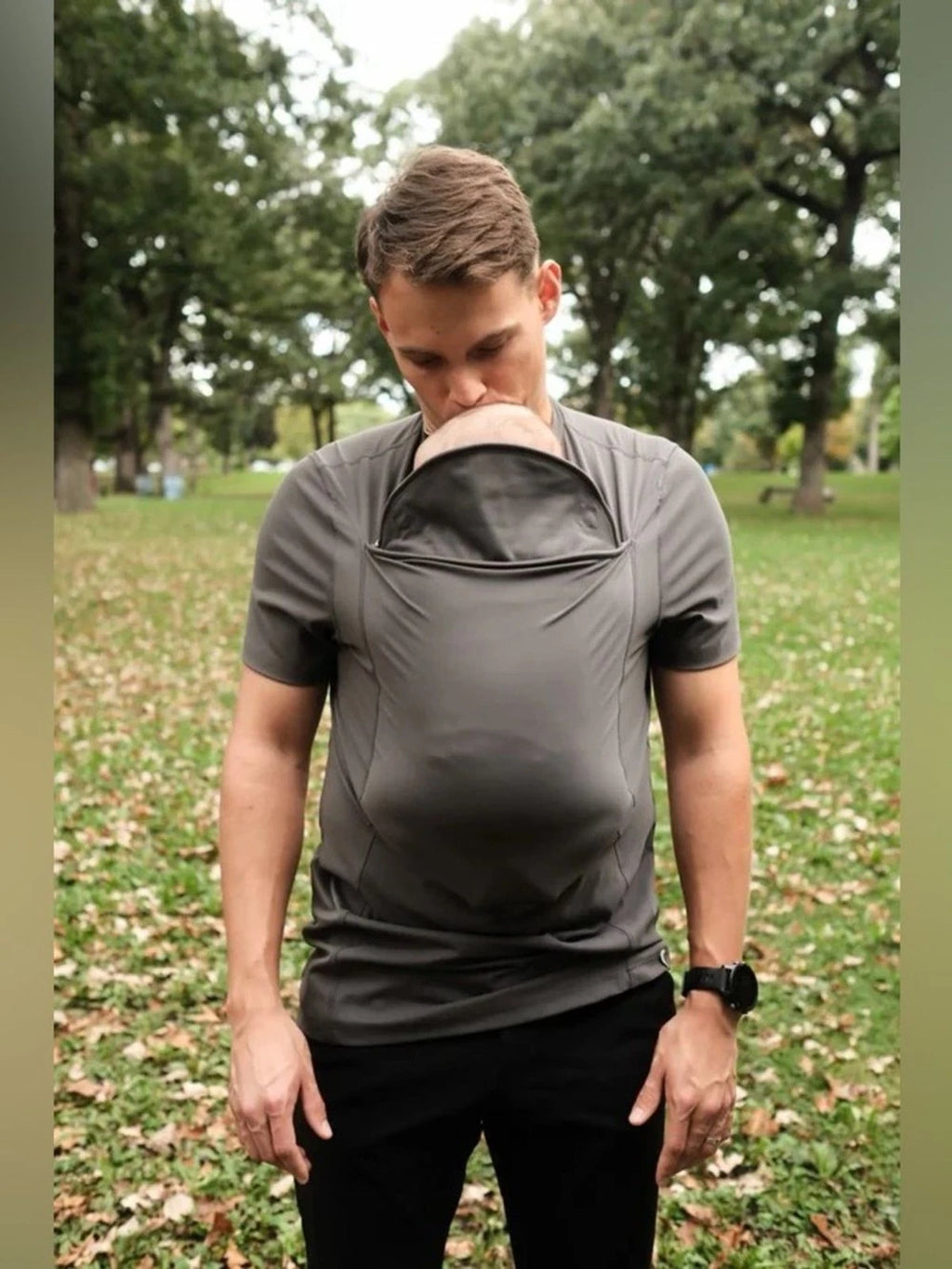 Lalabu Gray Dad Shirt Tee Minimalist Activewear Size L