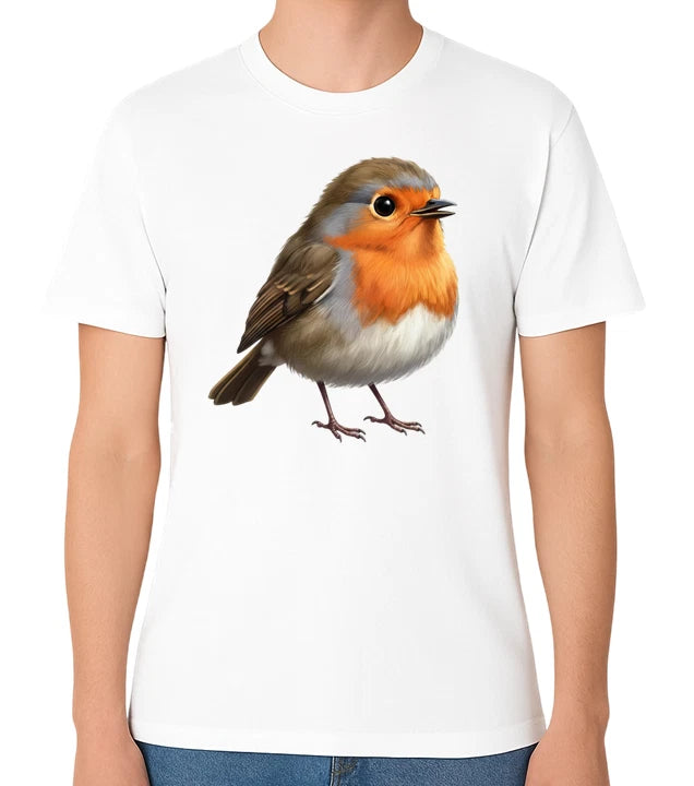 Robin Bird T-Shirt Cute British Songbird Graphic Unisex Tee