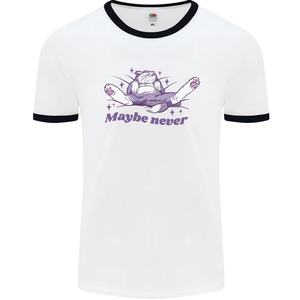 Maybe Never Lazy Cat Sleeping Mens Ringer T-Shirt