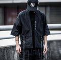 Niepce Black Streetwear Kimono Tee Japanese Kanji Samurai Short Sleeves T-Shirt