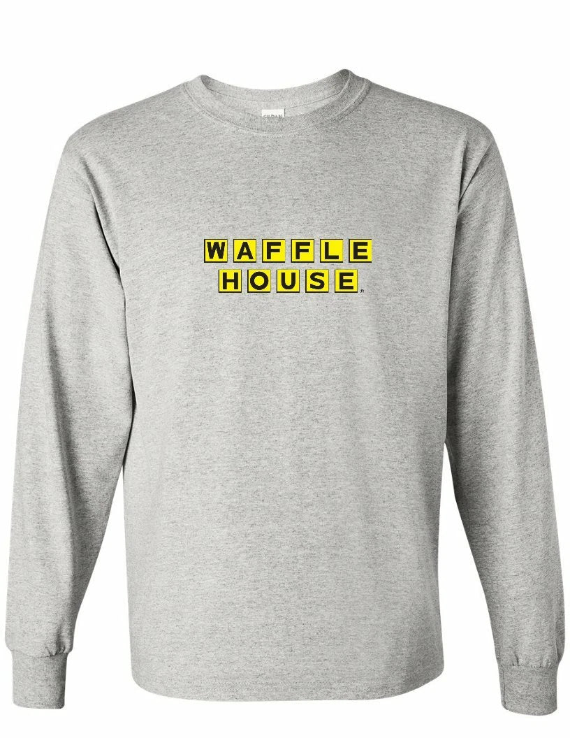 WAFFLE HOUSE Vintage logo Tee Shirt FUNNY Cool Sport Gray Long Sleeve T-Shirt