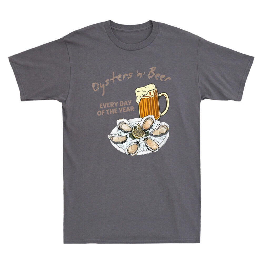 Oysters And Beer Everyday Of The Year Funny Design Men's Short Sleeve T-Shirt