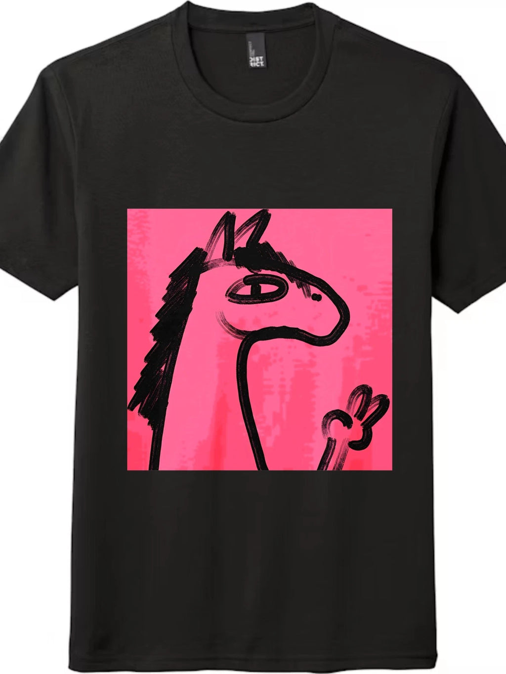 Unisex Pink Horse Peace Sign Abstract Graphic T-Shirt,Casual Tee,Free Shipping