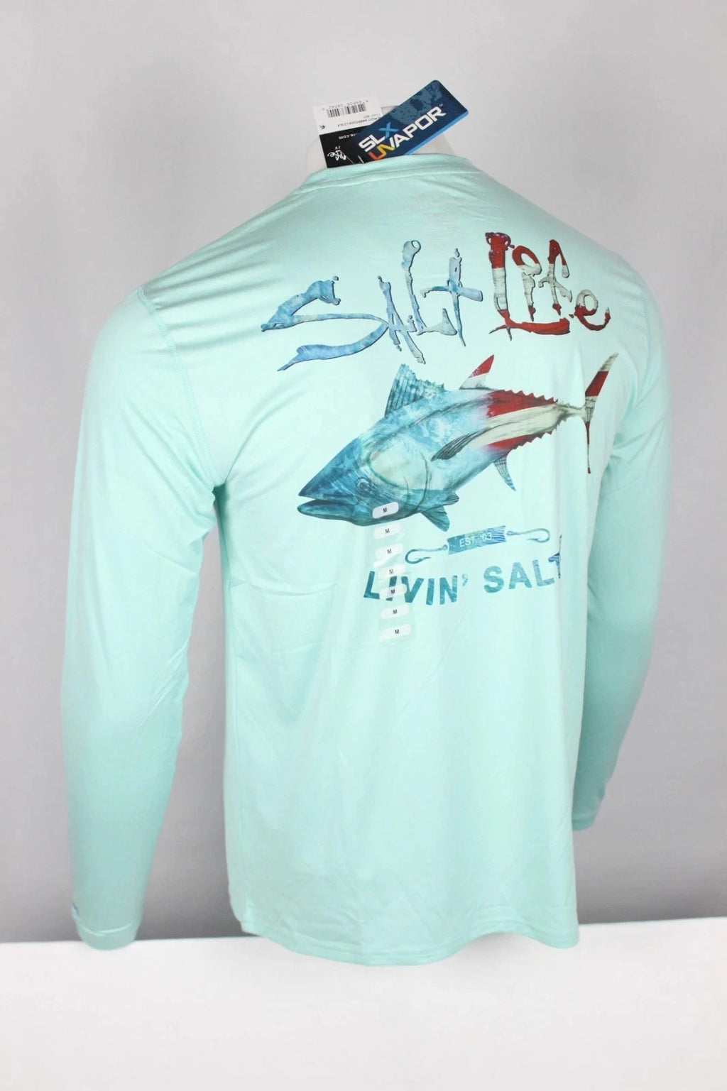 Salt Life Men's Amerituna Long Sleeve SLX T Shirt Light Tahiti Blue