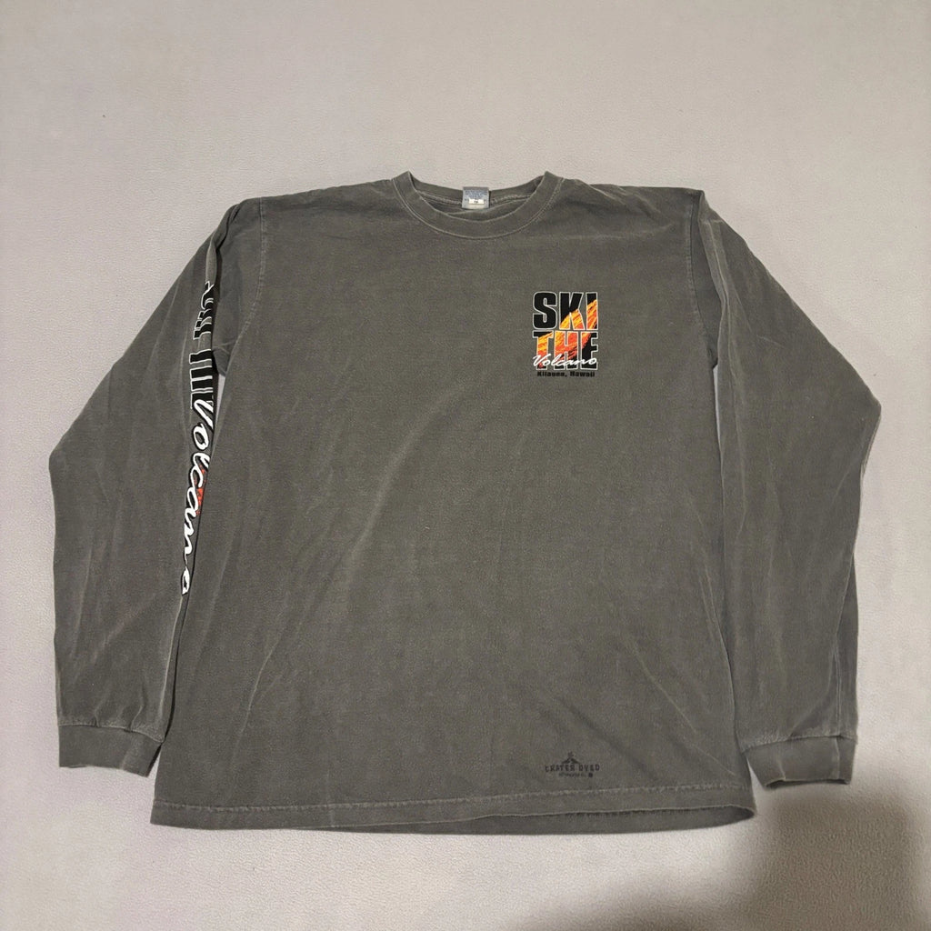 Crazy Shirts Mens Medium Ski The Volcano Kilauea Hawaii Long Sleeve  Y2K Casual