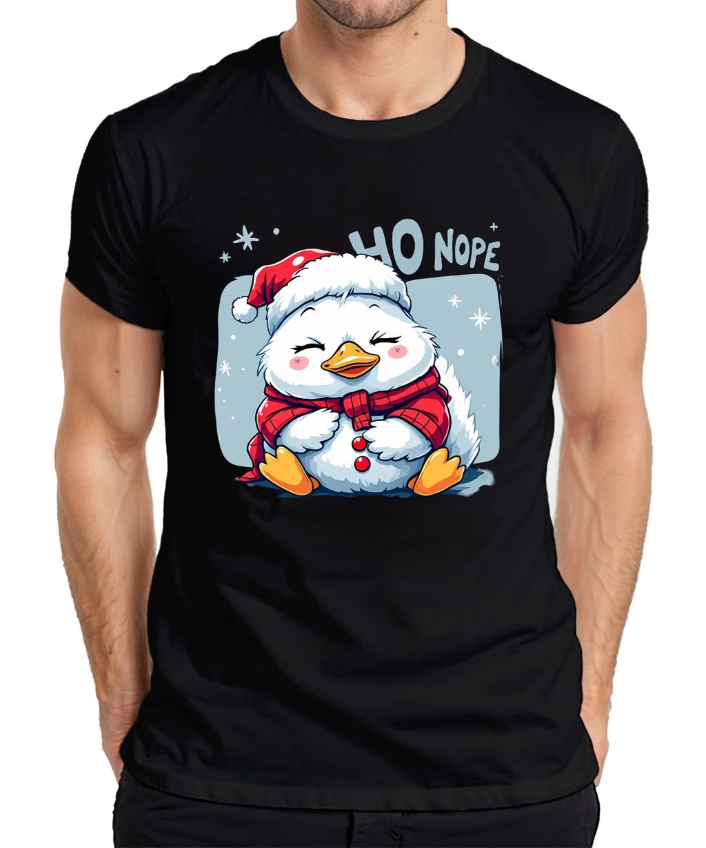HO NOPE Cute Christmas Penguin Cartoon Kawaii Cute Funny Mens T-Shirt