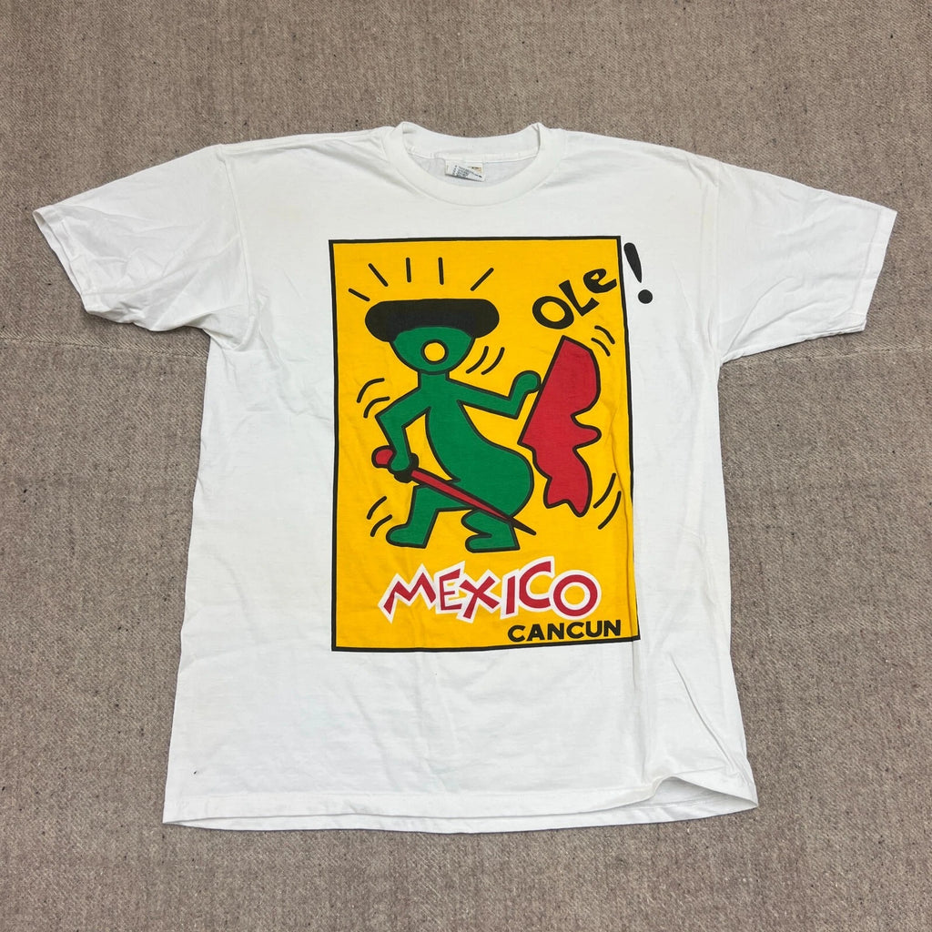 Vintage Keith Haring Shirt Mens XL White 1990s Mexico Cancun Tourist