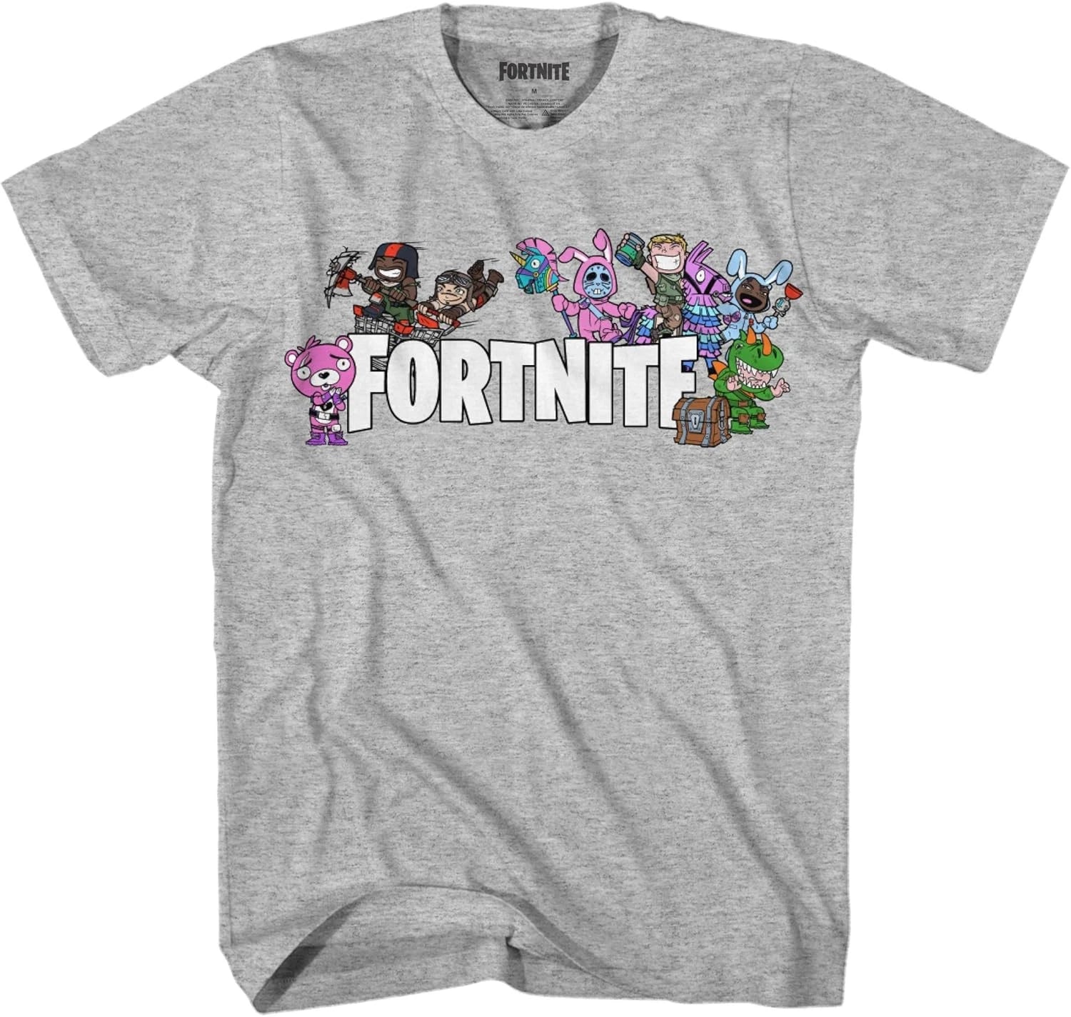Fortnite Men's Cute Character Grey Short Sleeve Tee. Men's Sizes XS - L. New!