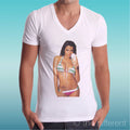 T-shirt White V Neck Jersey Sexy Girl Ice Cream Gift Idea