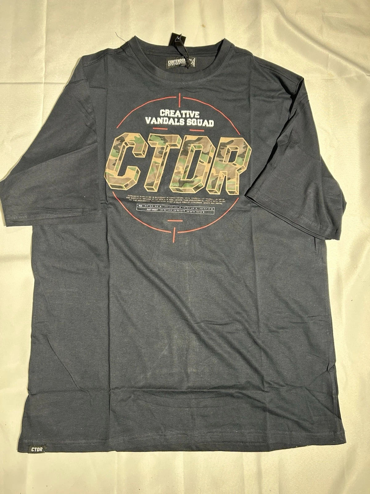 Contender T Shirt Creative Vandals Squad 1KT192 Navy/Woodland Size XL NWT