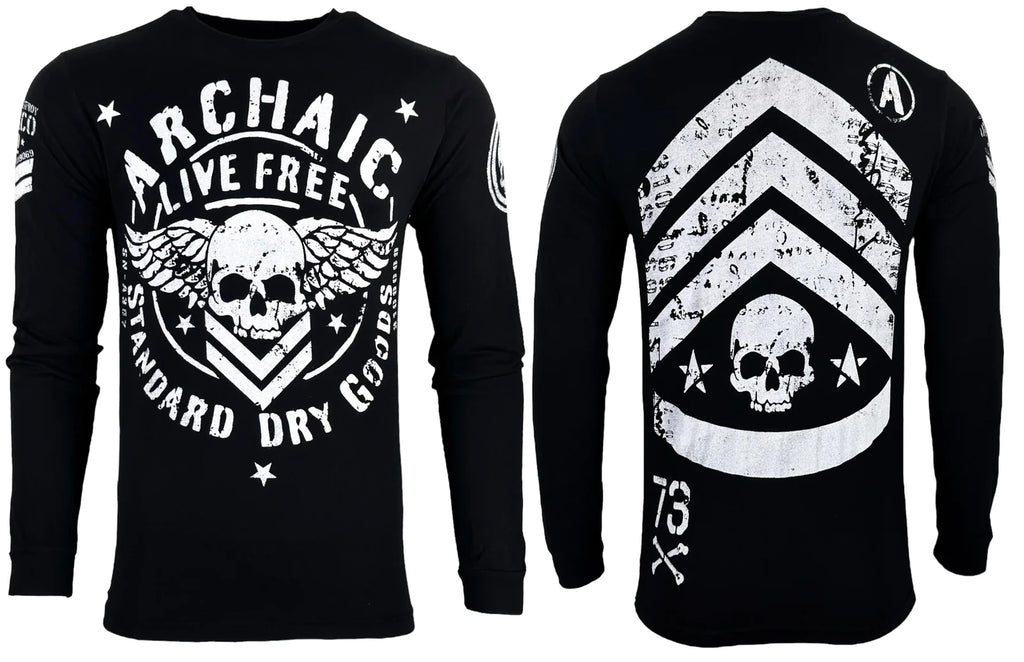 Archaic By Affliction Men's Long Sleeve T-shirt Strong Crest S-4XL