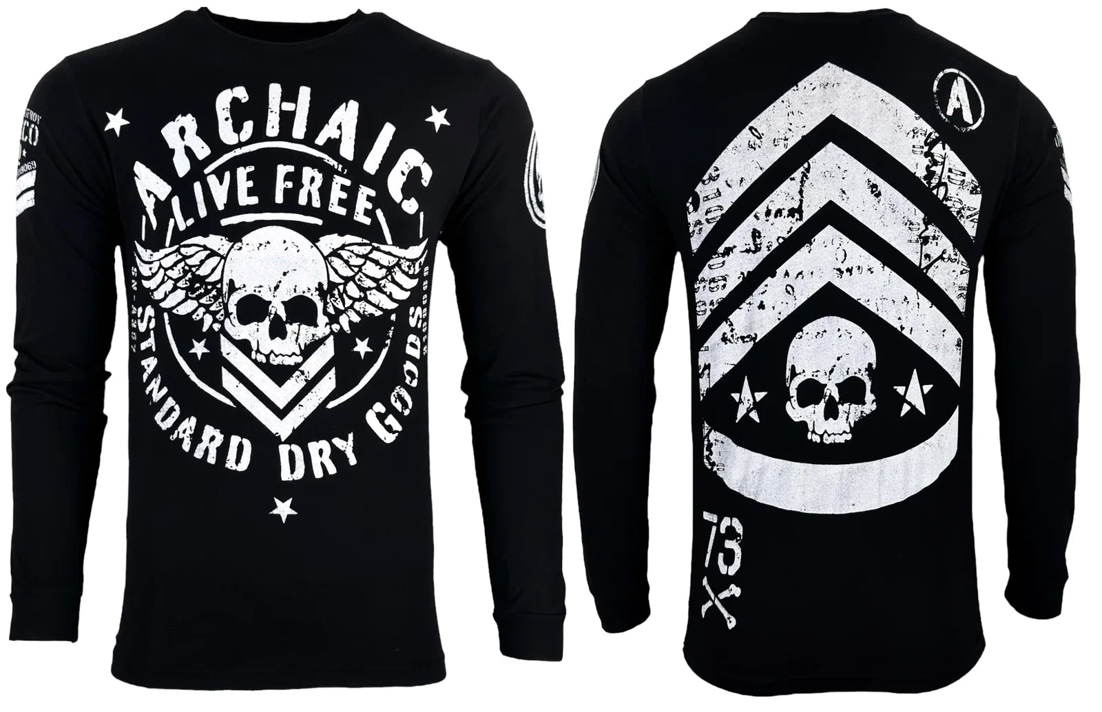 Archaic By Affliction Men's Long Sleeve T-shirt Strong Crest S-4XL