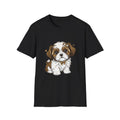 Dog Cute Kawaii Illustrated Black Tee Adorable Pet Graphic T-Shirt