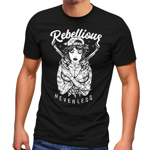 Men's T-Shirt Rebellious Girl with Guns Gangster Fashion Street Style