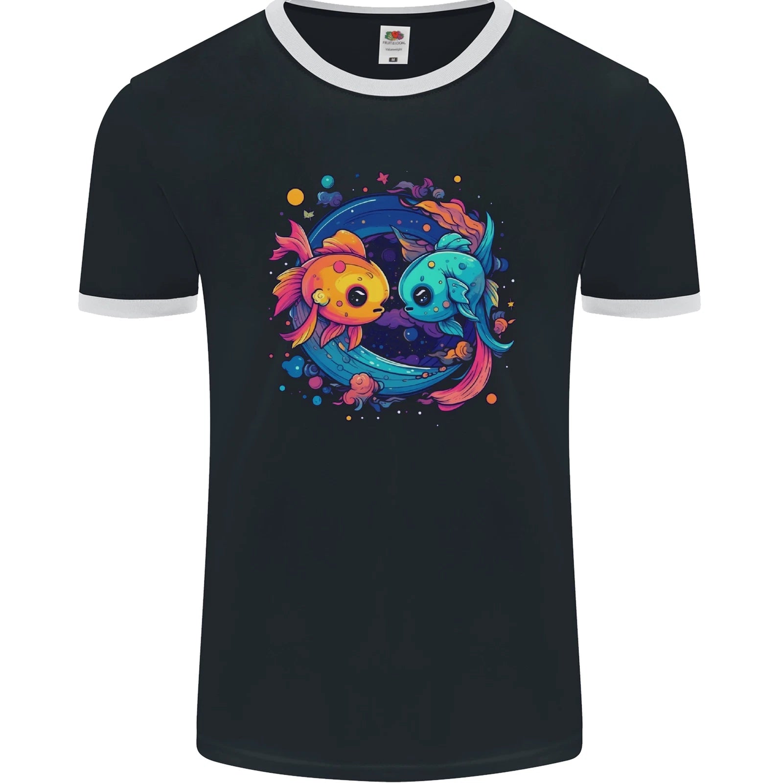 Colourful Kawaii Pisces Star Sign Zodiac Fish Mens Ringer T-Shirt FotL