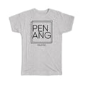Gift T-Shirt : PENANG Malaysia Square Modern Minimalist Font