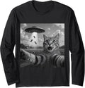 Alien Cat Selfie UFO Gifts - Funny Escape Humor Long Sleeve T-Shirt