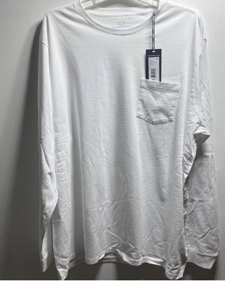 Vineyard Vines Men’s Long Sleeve Pckt. T-Shirt White Cap NWT Size XXL 6V0019-100
