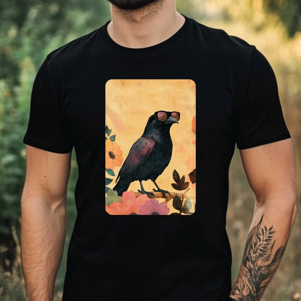 Mens Crow Sunglasses Cotton T-Shirt Size XS to 5XL